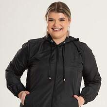 Plus Size Plush Bouclê Jacket G1 To G6 Front Zipper Soft Touch Sophisticated Style Comfort Cold Winter Cozy - 黑色 - 查看 5