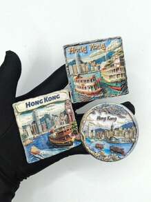 1 PIEZA Imán de nevera de resina con diseño de barco de crucero de arquitectura de Hong Kong, imán decorativo 3D estéreo plano personalizado y lindo como recuerdo de viaje, decoración para el hogar, cocina, habitación, oficina