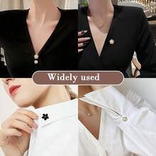 10/50 件女式衬衫胸针纽扣和收纳盒,可拆卸无缝纽扣别针,迷你胸针,适用于女式毛衣、披肩、连衣裙、婚礼 DIY 项目 - 黑色 - 查看 8