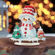 DIY Round Diamond Snowman Shaped Diamond Painting Kit, Sparkling Acrylic Snowman Model, Handicraft Fun, Mosaic Handicraft Art, Desktop Stand, Room Home Decor, Holiday Celebration Decor, Unique Gift - Multicolor - View 2