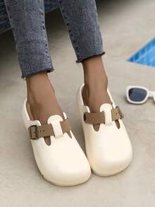 Women's Adjustable Comfortable Non-Slip Soft Bottom Contrast Color Beach, Bathroom, Street, Travel, Daily Casual Hollow Hole Sandals, Slippers, Flat Sandals - Beige - View 4