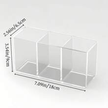 1pc Acrylic Storage Tray With 3 Compartments, Transparent Plastic Cutlery/Stationery Holder, For Organizing Cutlery, Makeup Brushes And Stationery, Suitable For Party, Office, Kitchen, Study Counter