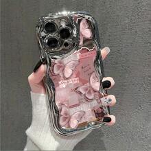 Pink Butterfly Phone Case For IPhone 11 12 13 14 15 16 X XS Pro Max Plus Cellphone Protective Shell - 銀色 - 查看 1