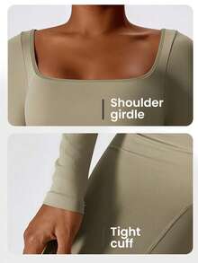YEIFIN 瑜伽套装 女士健身瑜伽服 紧身运动套装 T 恤 胸罩 背心 宽松喇叭裤 - 卡其色 - 查看 6