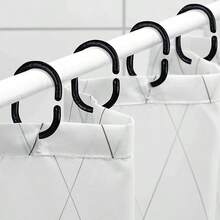 12/24pcs Shower Curtain Hooks, Shower Curtain Rings, C-Shape Plastic Shower Curtain Hooks, Stylish Bathroom AccessoriesChristmas Decor