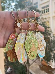 1 件复古 12 生肖金属珐琅钥匙扣,适合作为送给家人、朋友、同事、合作伙伴的礼物,完美的生日礼物汽车配件包魅力学校可爱哥特 Y2k - 星座 - 查看 3