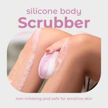 MainBasics Silicone Body Scrubber – Dual-Sided Shower Exfoliator For Men & Women, Gentle Silicone Loofah Alternative For Deep Clean (Pink, Exfoliate) - Frosted Sky - View 9