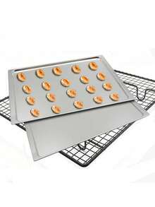 具有天然飾面的鋁合金曲奇/蛋糕烘焙盤 - 銀色 - 查看 1