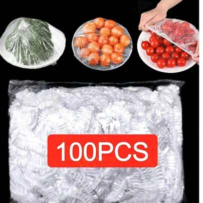 100pcs/200pcs PE Food Preservation Covers, Elastic Plastic Food Packaging Bags. The Simplest Kitchen Food Covers, Round Dish Lids, Shower Caps, Storage Cabinets, Kitchen Organizers, Kitchen Supplies, Room Decor And Home Decor.