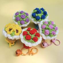 1 Stück Rose Bouquet Schlüsselanhänger, süße Schlüsselanhänger Auto Zubehör Schlüsselanhänger Taschenbaumler, Taschenanhänger, Rosa Rose Schlüsselanhänger, realistisch gestrickter Blumenstrauß, Geschenk für Abschluss, Freundin, Jahrestag, Valentinstag, Hochzeit Schlüsselanhänger, Muttertagsgeschenke Unabhängigkeitstag Frauen