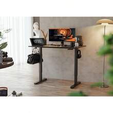 Electric Standing Desk, Adjustable Height Stand Up Desk, 24x48 Inches Sit Stand Home Office Desk With Splice Board, Black Frame/Rustic Brown Top - Black - View 2