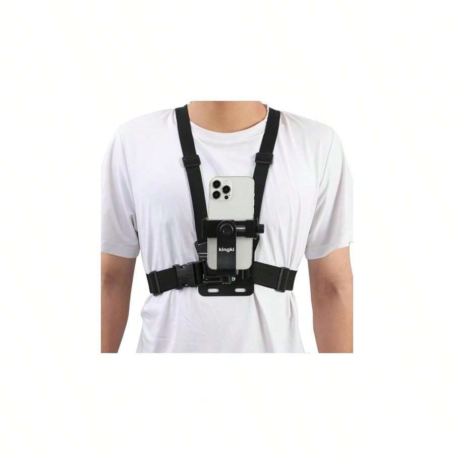 KINGKI Mobile Phone Chest Mount Harness Strap Holder Cell Phone Clip Action Camera POV For Plus Etc - 黑色 - 查看 1
