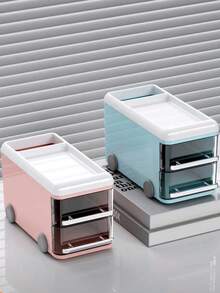 1 件复古双巴士抽屉笔筒，大容量收纳盒，学生桌面收纳，文具铅笔盒，书桌配件学校用品，返校