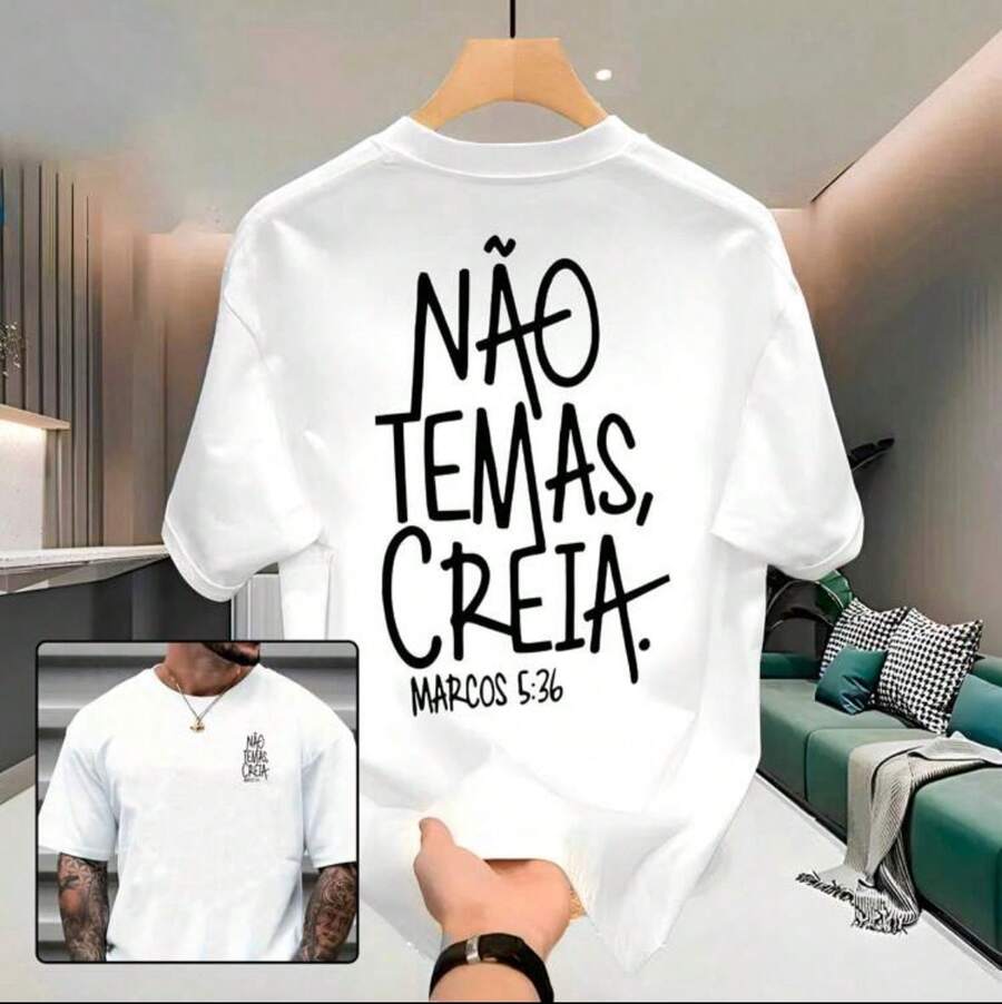 Needstar Unisex Oversized T-Shirt Loose 100% Cotton Streetwear Bible Verse T-Shirt - 白色 - 查看 1