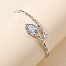 1pc Fashion Zirconia Inlaid Criss-Cross Open Bangle Valentine's Day Accessories