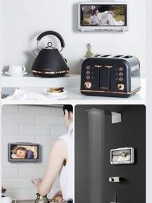 360° Rotatable Bathroom Phone Holder - Wall Mounted, Transparent Anti-Fog Touch Screen Holder. Bathroom Accessories, Shower Smartphone Holder/Phone Box, Suitable For Bathroom And Toilet, Bathroom Plastic Shower Curtain, Kitchen, Convenient For Watching Movies/Watching Live Broadcasts.