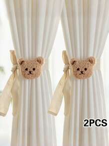 2 paquetes de sujetacortinas de poliéster moderno, ajustables sin necesidad de taladrar, con diseño de animales de dibujos animados 3D, sujeta-cortinas creativos para la decoración de la sala de estar - Variedad de opciones de animales