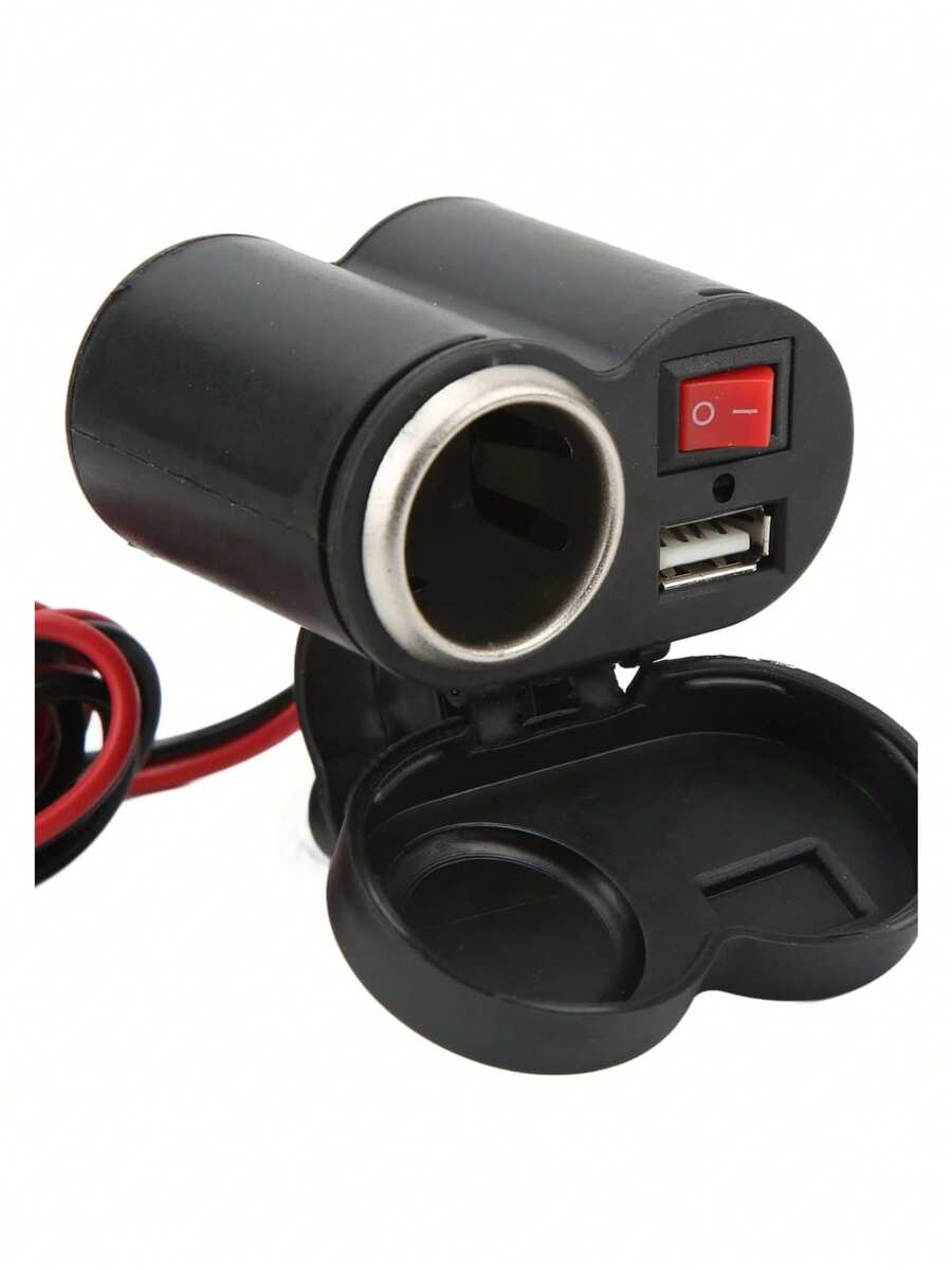 Cargador de motocicleta USB para moto carga rápida resistente a golpes agua compatible GPS smartphone batería accesorio universal portátil práctico instalación sencilla - Negro - Ver 1