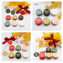 100tag20M Rope Creative Thank You, Handmade Gold Stamping Hanging Tag Circular 3cm Card Party Gift Baking Thank You Package