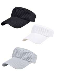 3 Peças/1 Peça Chapéu de Viseira Solar para Mulheres, Chapéus de Tricô Elásticos, Chapéu Esportivo de Secagem Rápida com Abas Largas, Chapéu de Golfe, Chapéu de Sol Multicolor Portátil para Montanhismo e Atividades ao Ar Livre, Viseira, Boné, Chapéu sem Tampa