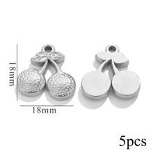 5PCS Stainless Steel Fashion Simple Rose Heart Pendant DIY Necklace Earrings Bracelet Jewelry Making Supplies Suitable For Women Gift