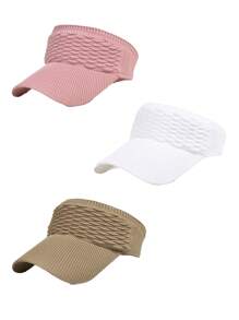 3 Peças/1 Peça Chapéu de Viseira Solar para Mulheres, Chapéus de Tricô Elásticos, Chapéu Esportivo de Secagem Rápida com Abas Largas, Chapéu de Golfe, Chapéu de Sol Multicolor Portátil para Montanhismo e Atividades ao Ar Livre, Viseira, Boné, Chapéu sem Tampa