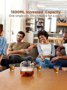 1 套 1500 毫升（52 盎司）玻璃茶壶，带可拆卸茶壶，炉灶大茶壶，开花和散叶手工水壶，适合女性和成人，带不锈钢茶壶 - 透明 - 查看 9