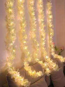 2米人造樱花灯串，LED藤蔓灯，花园、客厅、室内、桌面家居装饰