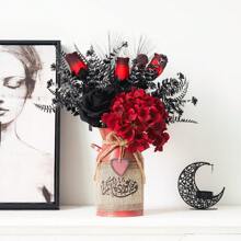 1 Set Of Red Artificial Flower Bouquets, Bohemian Style, Suitable For Home Decoration, Wedding Or Valentine's Day Gifts, Seasonal Decoration | Decorative Flower Bouquets | Plastic,Halloween Decor Halloween Decor Fall Decor Room Decor,Fake Plants