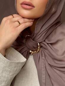 1pc Metal Scarf Loop Fastener, Hijab Buckle - Gold - View 2