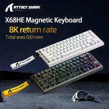 ATTACK SHARK X68HE 游戏机械键盘磁力开关 0.01mm 快速触发 8000Hz SOCD/Rs 0.125ms 适用于专业游戏 - 彩色 - 查看 3