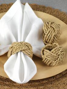 1/2/4pcs Natural Material Napkin Rings, Bohemian Style Napkin Holders, Country Rustic Napkin Clips, Woven Napkin Rings