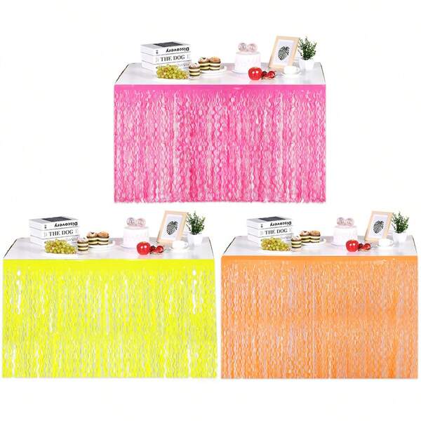 2.75m Rain String Curtain With Tassel, Table Skirt For Holiday Birthday Party Decoration, Wedding Props Tabletop Curtain