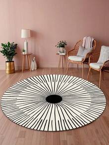 1pc Modern Minimalist Round Area Rug, Soft Plush Velvet Texture, Vibrant Colors, Suitable For Living Room, Bedroom, Entryway, Kitchen, Bathroom, Gaming Room, Study, Durable & Easy To Clean