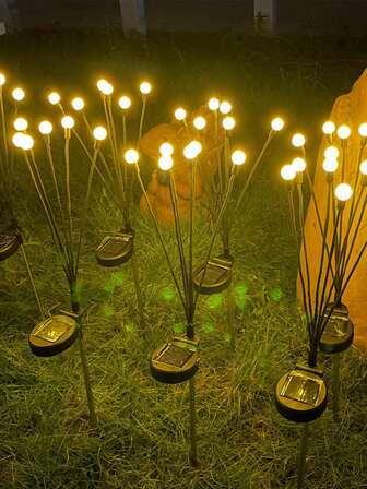 户外太阳能通道灯防水烟花6LED太阳能庭院灯电源萤火虫灯太阳能灯LED地灯