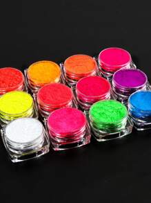 12 pièces/set Kit de matériel de remplissage de résine pailletée fluorescente, poudre de pigment de résine époxy colorée, pour moules de résine, fournitures pour la création de bijoux, fournitures artisanales DIY