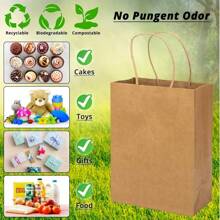 10pcs Brown Kraft Paper Bags With Handles-100% Takeaway Bags For Businesses, Retail, Grocery, BoutiqueSupplies, Parcel, Packaging, And Home Kitchen Ltems - Durable