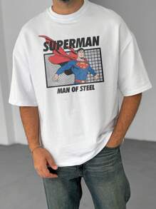WB Collab Superman Graphic Casual Summer Men's Short Sleeve T-Shirt