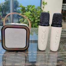 带无线麦克风的便携式无线卡拉 OK 扬声器系统，带 RGB 彩色 LED 灯的 HIFI 立体声 KTV 扬声器，是户外卡拉 OK、运动、旅行、家庭聚会、生日的最佳礼物