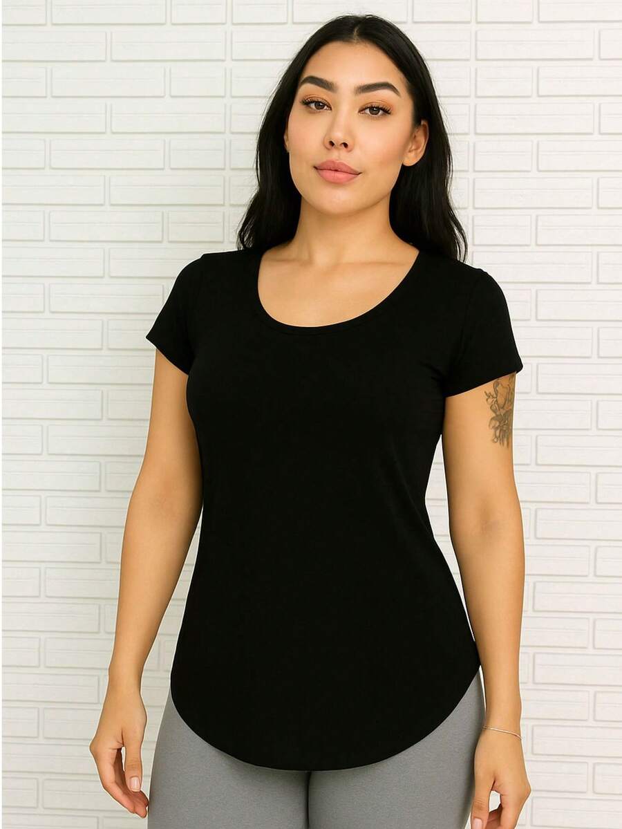 Laser Cut Fitness T-Shirt BumBum Cover CrossFit Gym And Running - 黑色 - 查看 1