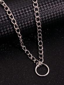 1pc Fashion Punk Chain Necklace For Men, Party Jewelry - Silver - View 4