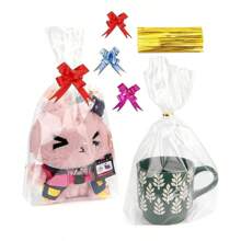 20/30 Stücke große Cellophan-Geschenktüte mit bunter Schleife und Knicken, große Verpackungstüte für Obstkorb Verpackung, Geburtstags- und Party-Geschenktüte