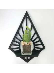Étagère murale en bois soleil avec diamant flottant - Décoration murale - Étagère d'accent Étagère à plantes Étagère d'affichage de cristal Étagère à succulentes Décoration de maison, de pièce