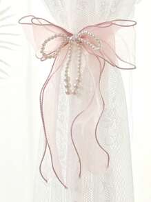 1 قطعة/ 2 قطعة حبل ربط وتنظيم ستائر المنزل، مشابك ستائر ذات زخارف عقدة الفراشة اللؤلؤ المزيف DIY لتثبيت واستنساب الستائر، مناسبة لديكور غرف المعيشة والمكاتب