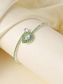 1pc Fashion Zirconia Inlaid Criss-Cross Open Bangle Valentine's Day Accessories