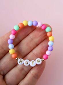 1 pieza Pulsera personalizada de nombre, letra, texto multicolor, regalo de fiesta de cumpleaños de color vibrante, obsequio de vuelta al colegio, pulsera para adolescentes, multiusos, ornamentales, letter, elegante, moderno, acogedor, lindo, adorable, casual, personalizado, personalizada, única, personalizados, regalos ideales para él, Regalos ideales