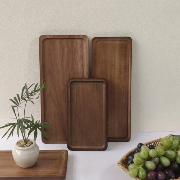 1/3/5pcs Wooden Safety Trays, Suitable For Breakfast Tray, Drink Tray, Dinner Plate, Coffee Tray, Multi-Purpose Tray