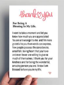 Personalized Heart Pattern Thank You Card With Envelope, Fantasy Theme, Paper Material, Suitable For Thanksgiving, Christmas, Birthday, No Electricity Required, Thank You For Being A Blessing In My Life. - Multicolor - View 8