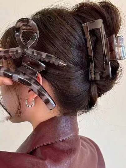 3 قطع دبابيس شعر بلاستيكية كبيرة خفيفة الوزن بطبعة نمر لامعة بشكل مربع للسيدات، أنيقة وعملية، أسلوب بسيط وأنيق، مناسبة للخروجات اليومية والحفلات والرحلات والتنقل وربط الشعر والكعكات وغسل الوجه والاستحمام والمكياج ومطابقة الملابس والمجوهرات وإكسسوارات الرأس، مشابك شعر صيفية وشتوية