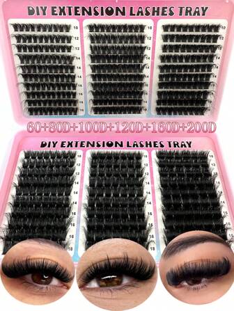 500 piezas/Paquete Libro de pestañas con capacidad de 200D/160D/120D/100D/80D/60D, pestañas postizas sintéticas de visón, grosor de 0.07mm tipo D, longitud mixta de 10-18mm, extensiones de pestañas naturales y suaves, productos de maquillaje adecuados para cualquier estilo de racimos de pestañas, racimos de pestañas, pestañas individuales, pestañas, pestañas postizas